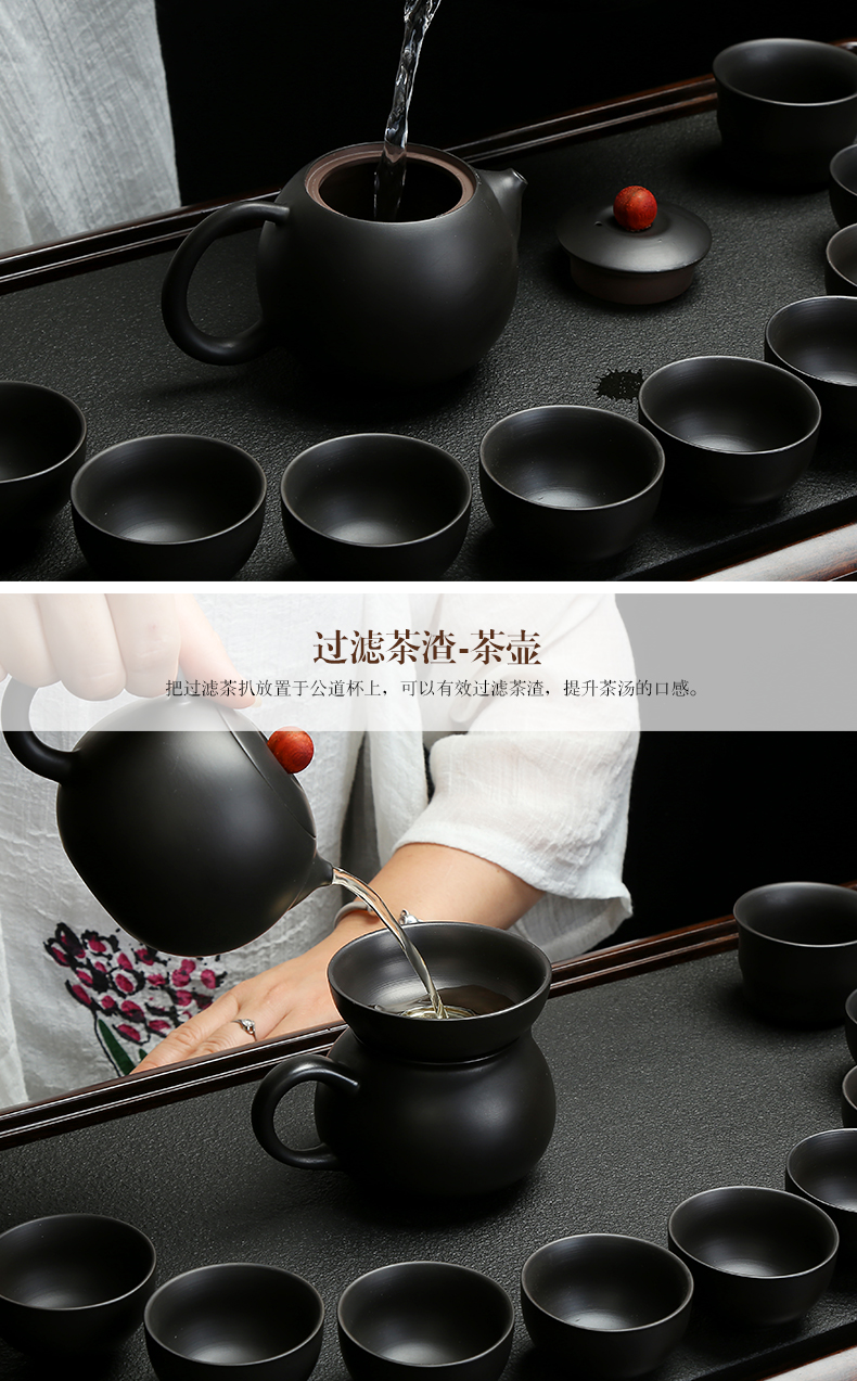 Recreational product yixing purple sand kung fu tea set domestic ore black mud tureen tea cup contracted a whole set of the teapot