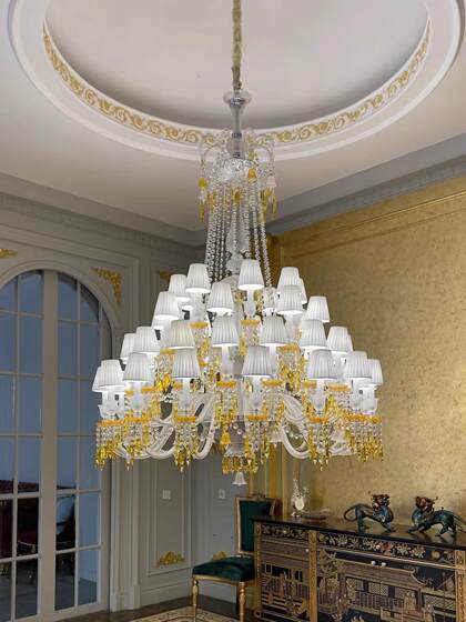 French-Style Duplex Living Room Crystal Chandelier, Luxurious and Grand Villa Lobby, Bedroom, Dining Room Lamp, Staircase Long Chandelier