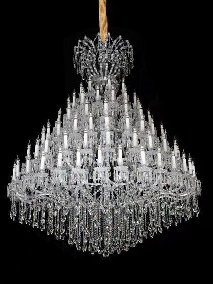 Crystal Chandelier in the Living Room of a Duplex House, Luxurious and Grand Staircase Chandelier in a Villa, European-Style Mezzanine Hotel Lobby Light