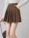 One More 2025 Summer New Style Preppy High-Waisted Skirt for Women, Petite Short Pleated Skirt with Pockets