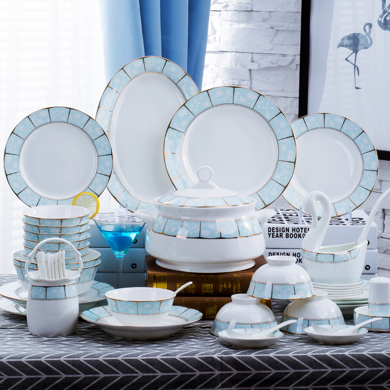 Jingdezhen tableware suit dishes household combination Korean dishes suit ipads gift porcelain tableware of pottery and porcelain bowl