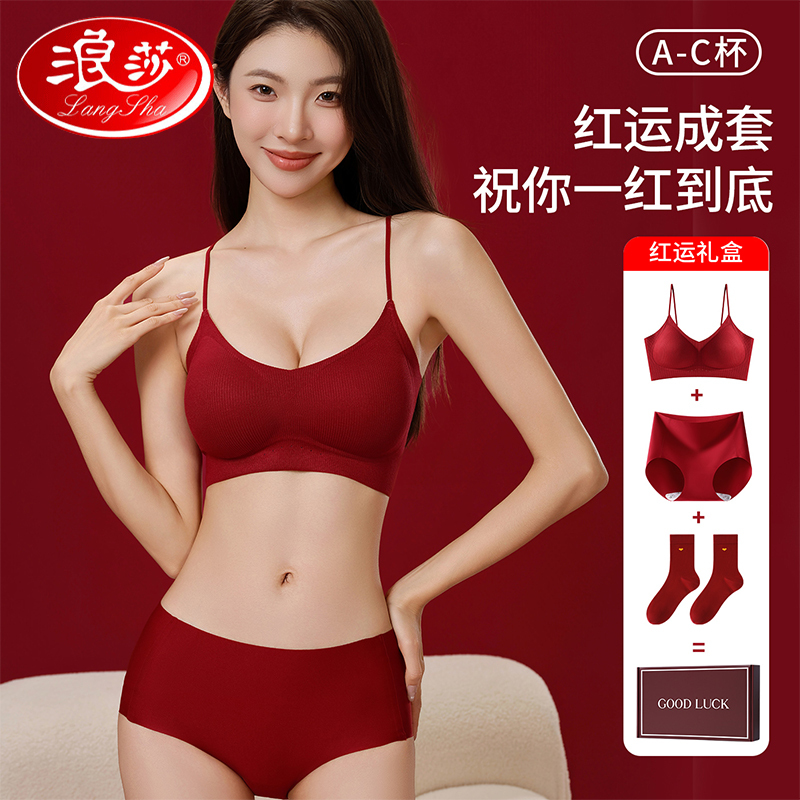 Langsha 2026 Zodiac Year Red Underwear Set for Women, Year of the Horse, Small Bust Push-Up Wedding Bride Bra Gift Box Set Langsha 2026 Zodiac Year Red Underwear Set for Women, Year of the Horse, Small Bust Push-Up Wedding Bride Bra Gift Box Set