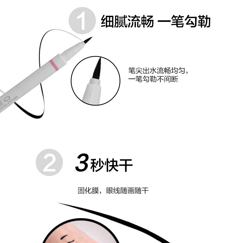 Bút kẻ mắt hai đầu của Đan Mạch Aachenlan Watson không nở, không thấm nước, không thấm mồ hôi, không đánh dấu, lâu trôi - Bút kẻ mắt kẻ mắt lâu trôi