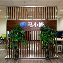 Company screen partition LOGO image wall Movable and easy to assemble without drilling signboard entrance hollow wood grille wall