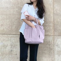 Inclinable Satchel Three Pockets Lunch Bag Lunchbox Bag Hand Carrying Bag Mommy Bag Sails Cloth Bag Dinner Bag Large Capacity Day Style