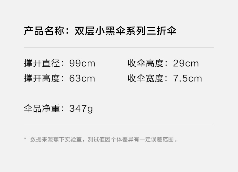 伞中宝马 蕉下 双层黑胶防晒伞  三折 图10