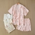 Phong cách Nhật Bản đồ ngủ của phụ nữ mùa hè cotton lụa mỏng kimono quần short ngắn tay rộng rãi phục vụ tại nhà bộ đồ rayon mát mẻ và thoải mái - Cặp đôi