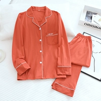 Апельсиновые и красные буквы вязаные хлопковые пижамы женский набор Lyz