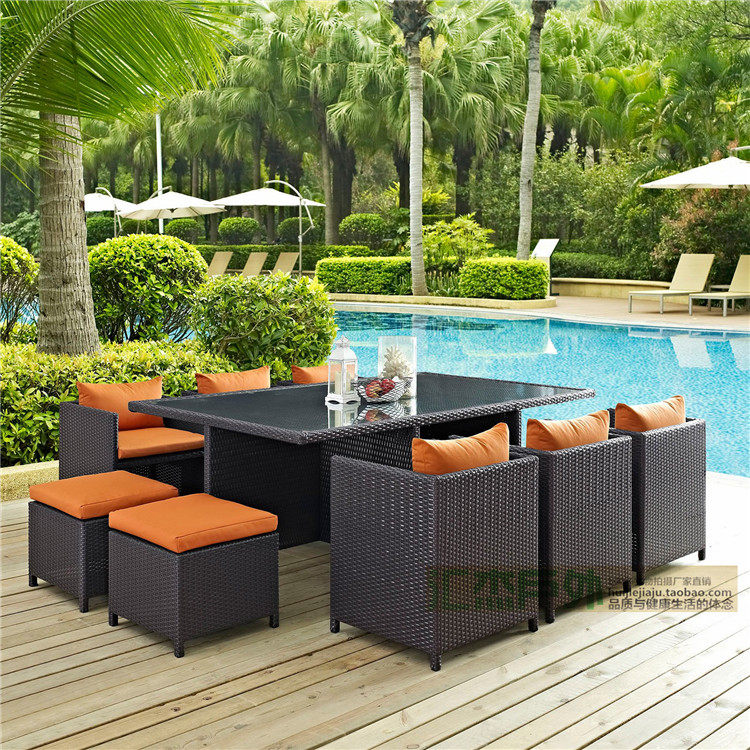 Rattan chair reception table outdoor table and chair combination coffee table leisure outdoor balcony one table and four chairs creative indoor dining table and chairs