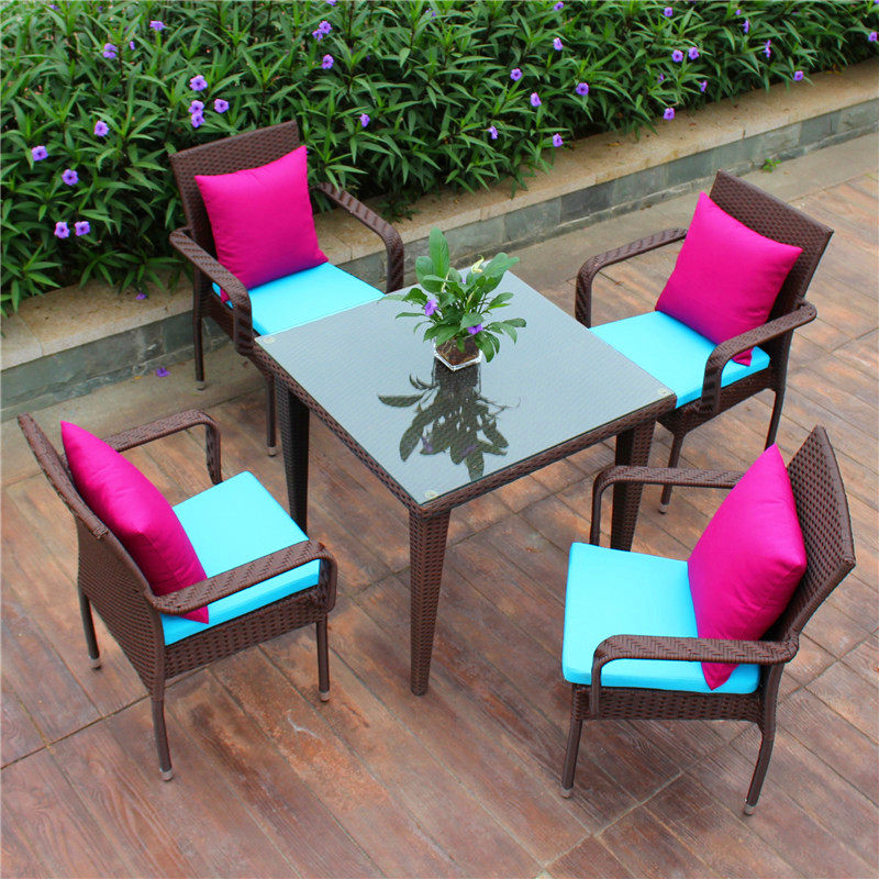 Leisure outdoor furniture garden courtyard outdoor living room rattan coffee table balcony table and chair combination rattan chair three-five-piece set