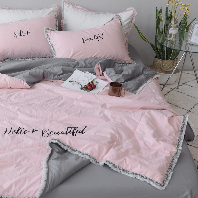 Summer ins net red male main wind girl heart flow Suscia is washed by four sets of washable summer cool by summer thin quilt