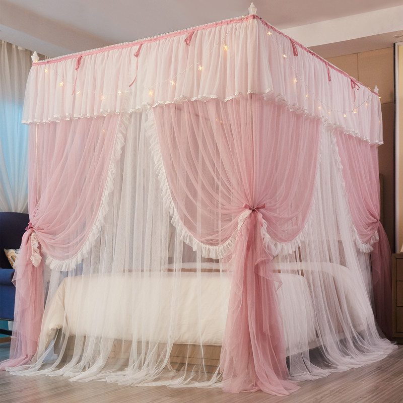 Palace Double Bed Mosquito Net Home Floor Bracket 2 0x2 2 Nets Red Princess Wind 1 5m1 8 Summer Print Bed Mantle