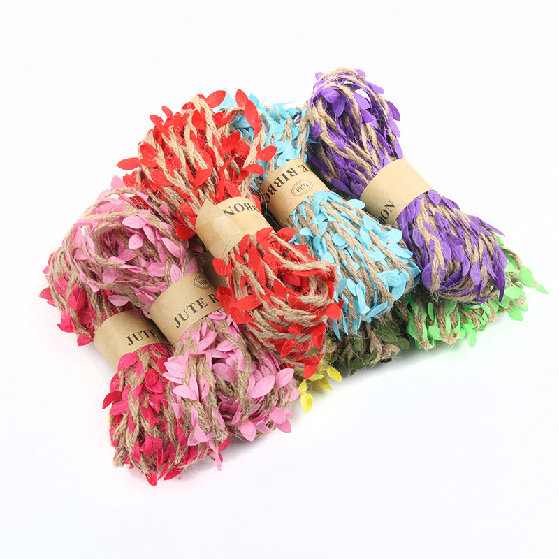 DIY Handcrafted Color Simulation Decoration Vines Green Leafy Leaves Linen Rope Nursery School Environment Placement Materials