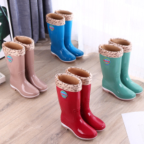 Rain Shoes Lady Korean Version Non-slip Rain Boots Kitchen Waterproof Shoes Fashion Winter Warm Plus Cotton Cover Shoes Glue Shoes in Rubber Shoes