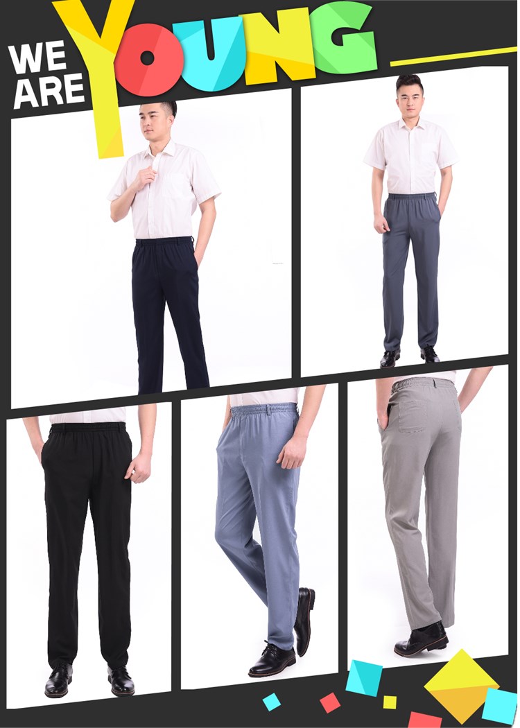 Quần trung niên nam giản dị mùa xuân và mùa hè mỏng phần thẳng eo cao quần nam trung niên quần lỏng quần cha quần âu nam đẹp