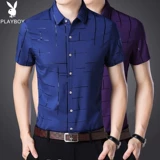 Playboy, летняя шелковая тонкая рубашка для отдыха, для мужчины среднего возраста