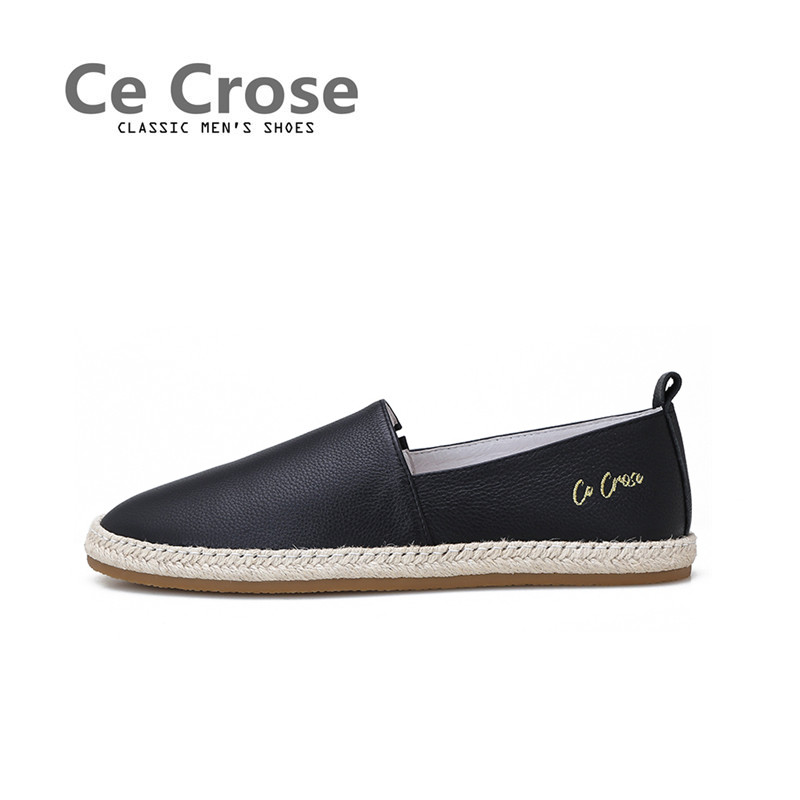cecrose Scolle genuine leather casual men's shoes hemp rope weaved in European and American handmade lazy people Lefu comfort fisherman shoes