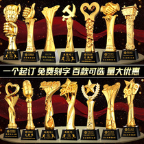 Golden Trophy Medals Customized Resin Trophy Creative Crystal Trophy Enterprise Annual Meeting Awards Excellent Staff Competition