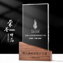New Crystal Wood Trophy Brand Licensing Brand Custom Beech Wood Laser Carving Custom Staff Souvenir Creativity