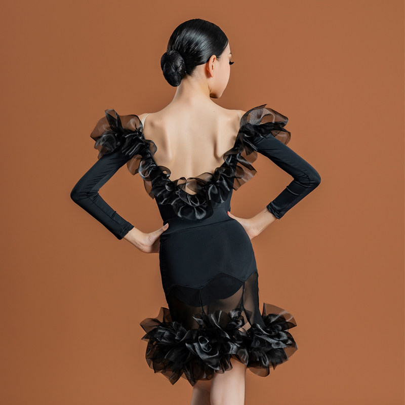 Tennis Red Latin Dance Suit Girl Yarn Dress New Summer Toddler Dance Performance Professional verification exam Yifu