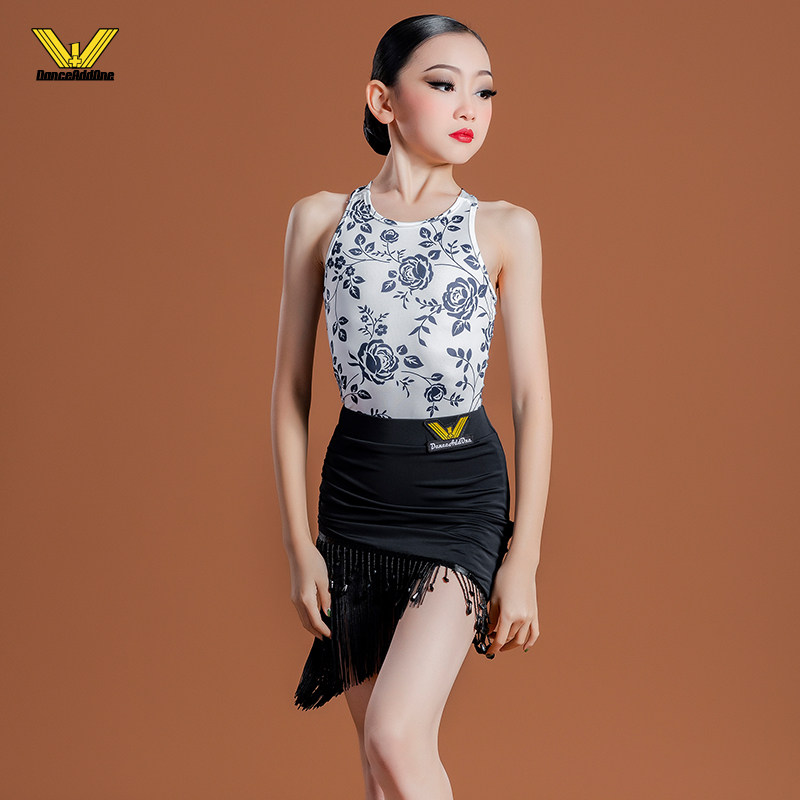 Tennis Red Latin Dance Suit Women Children's Tennis Red Rehearsal Service Performance 2022 Spring Summer New Sleeveless Two-piece Style Suit