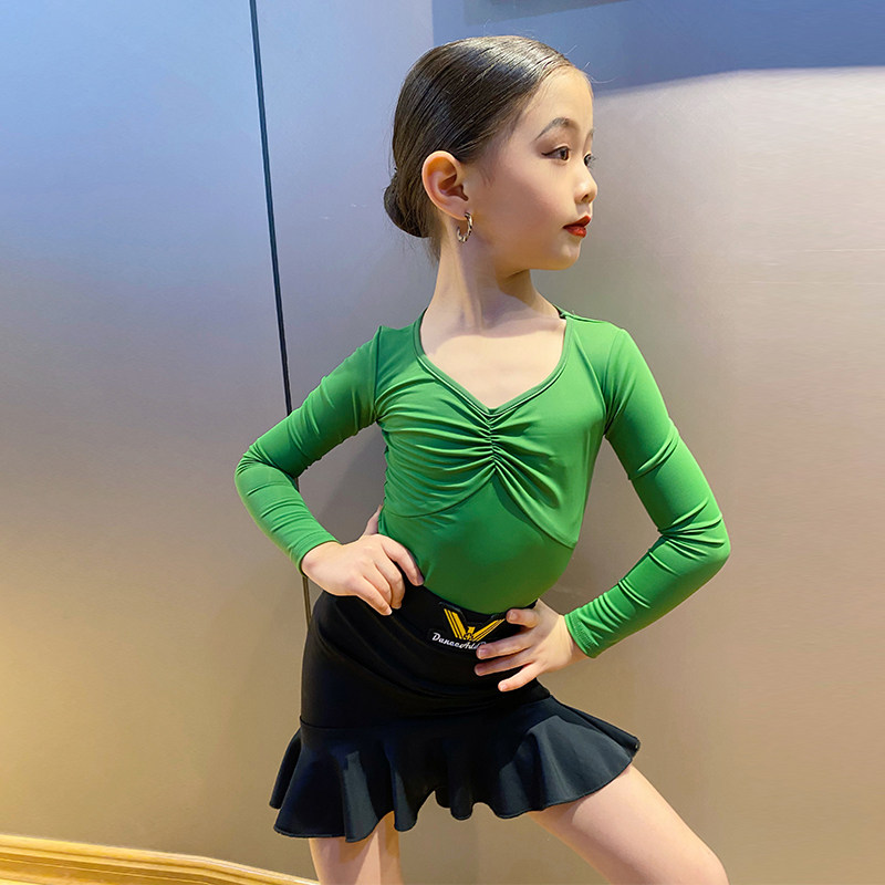 Dance Plus One Latin Dance Suit Women Children Suit Two Style Exercises For Spring And Summer Long Sleeves Tennis Red Practice Costumes