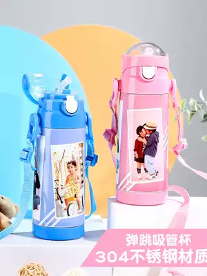 DIY custom straws children thermos cup can be printed creative photo lettering customized stainless steel water Cup printing logo