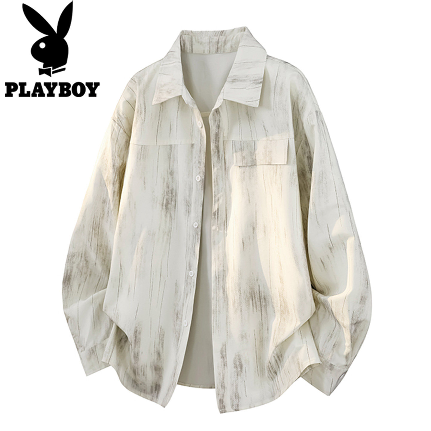 Men's Long-Sleeved Shirt, Spring and Autumn 2026 New Style Casual Jacket, Vertical Striped Loose Shirt, Men's Autumn Top