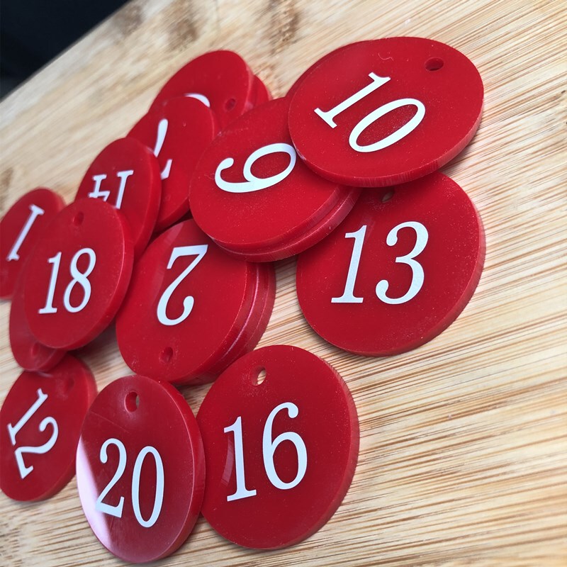 Digital Number Tags, Hot Pot Restaurant Key Tags, Restaurant Calling Number Tags, Hotel Plastic Number Tags, Storage Tags, Bathing and Scrubbing Tags, Shoe Tags