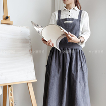ins Han version Nordic 100 Plexant Apron Art All Cotton Kitchen Fashion House Waistline Waistcoat Work Clothes Flower Shop Drawing