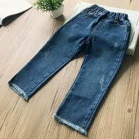 Chàng trai và cô gái quần thoải mái và đơn giản quần denim bé trai xuân hè