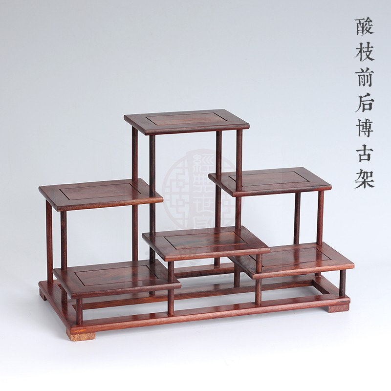 Mahogany Xiaobo Ancient Rack Solid Wood Simple Chinese Teapot Rack Red Suanzhi Duobaoge Tea Shelf Shelf Tea Rack