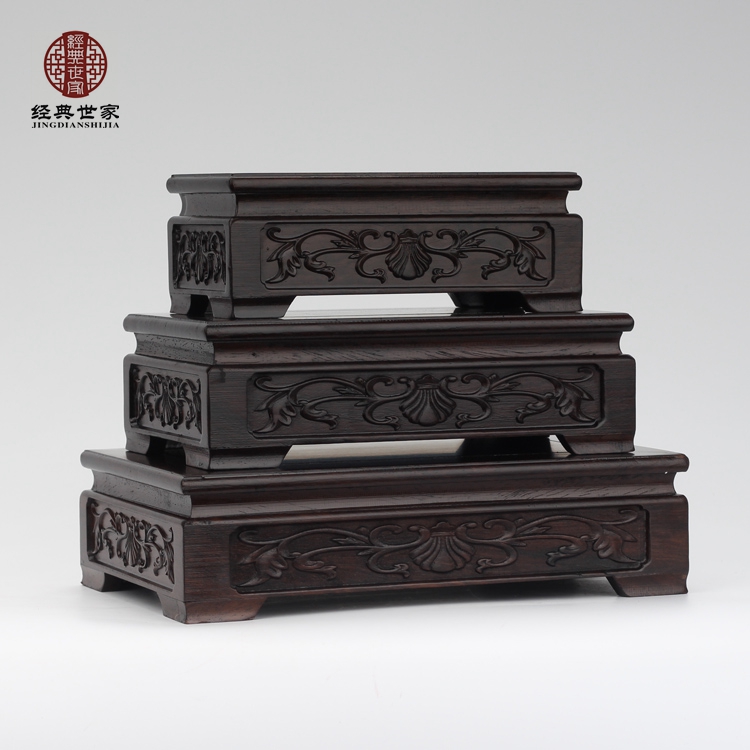 Redwood bracket base solid wood handicraft rectangular ornaments stone stone flower pot vase teapot Buddha statue base