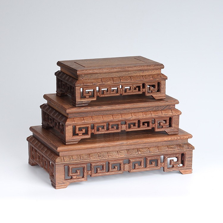 Red Wood Carving Jade jade Chicken Wings Wood Rectangular Back TatXX_ENCODE_CASE_CAPS_LOCK_Off Table Cover Triple Hollowed-out Engraving Chishi Statue Base Decoration Pendulum