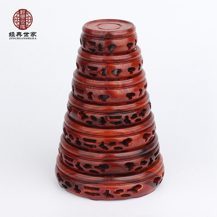 Red Wood Handicraft Solid Wood Base Vase Teapot Teacup Tea Cup Ancient Play Jade Instrumental Red Sandalwood Hollowed-out Sleeve Seven Base