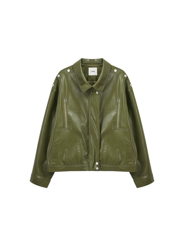 Зеленая полиуретановая осенняя дизайнерская куртка, тренд сезона