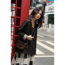  Youxiang blazer womens autumn Korean version loose retro Hong Kong style professional casual black temperament small suit