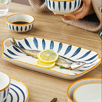 Day-of-the-net red 9-11-12-inch rectangular two-ear fish dishes home new oval ceramic steamed fish dishes