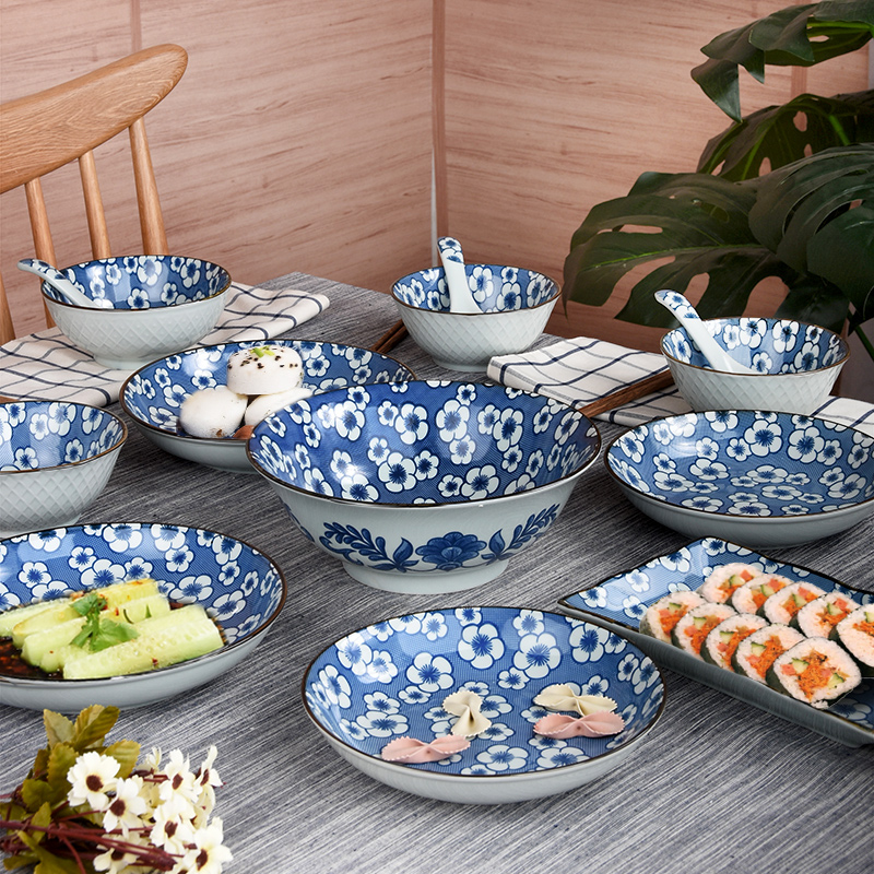 Household Japanese dish set Jingdezhen 2 people ceramic dishes 3 people combination tableware 4 people chopsticks 6 people plate bowl