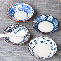 Sun-style ceramic seasoning dish Home round small saucer Jingdezhen Dip Dish Green Flower porcelain seasoning Sauces Soy Sauce Vinegar Dish