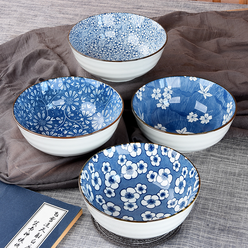 Jingdezhen Japanese 6-inch noodle bowl Household ceramic noodle bowl Single bowl medium bowl Soup bowl with instant noodle bowl Large rice bowl