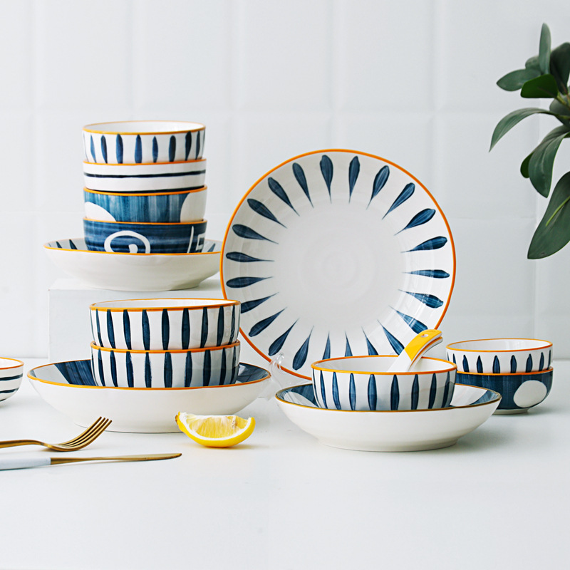 Daily type One food cutlery Set Home Delicate Ceramic Bowls Chopsticks Set Net Red Single People Plate Bowl Combined Bowl