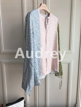 AUDREY20 spring and summer new French style heavy twill silk small floral daisies tricolour shirt Women