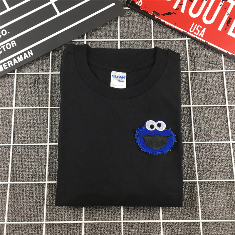 Mùa hè 2018 mới thêu hoạt hình Sesame Street những người yêu thích áo phông ngắn tay nữ sinh viên hoang dã bf áo thun burberry