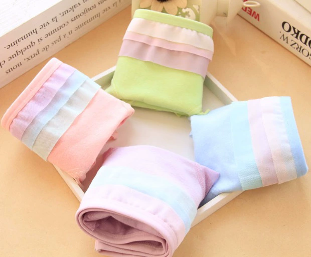 4 túi đồ lót nữ, đồ lót nữ dễ thương, đồ lót nữ, cotton, thắt lưng nhỏ, quần lót tam giác cotton