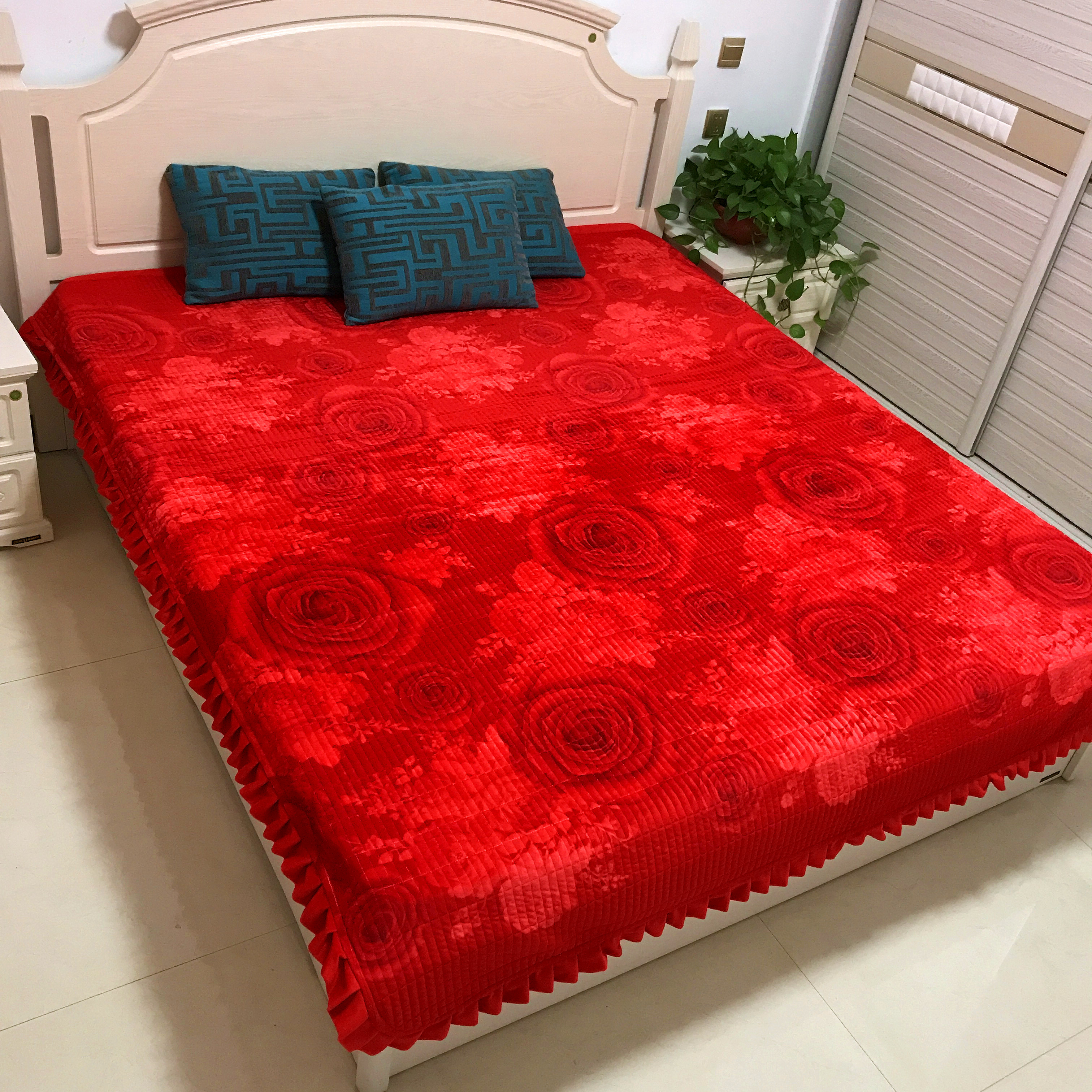 Hàn Quốc pha lê nhung ren giường bìa bốn mùa chăn tờ hai mặt dày Taikang chăn bông bên của len bông một năm - Trải giường drap giường mát lạnh