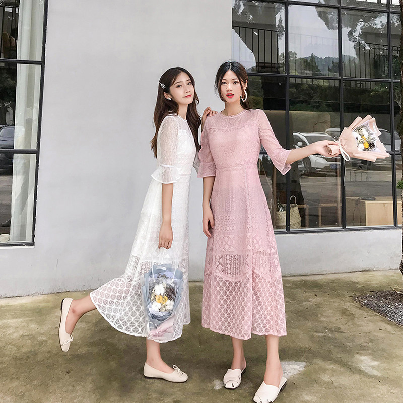 2022 Spring and Summer Noble and Elegant Mid-length Lace Dress French Lady MZ RCOW93703L