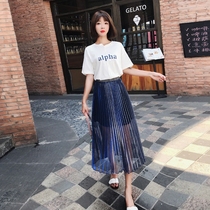 2022 spring summer new shiny mid-length style half body dress 100 plexor fluffy dress a word long dress MZ RCWH82505T