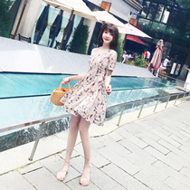 Han 2019 new super-fairy to be thin and snow spinning small fresh and broken flowers short sleeves dress MZ RCOW82611S