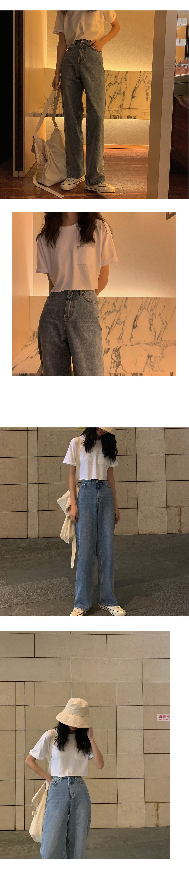 Mùa xuân 2019 mới của phụ nữ gió lửng rộng chân quần rộng quần jeans thẳng - Quần jean quần jean nữ hàng hiệu